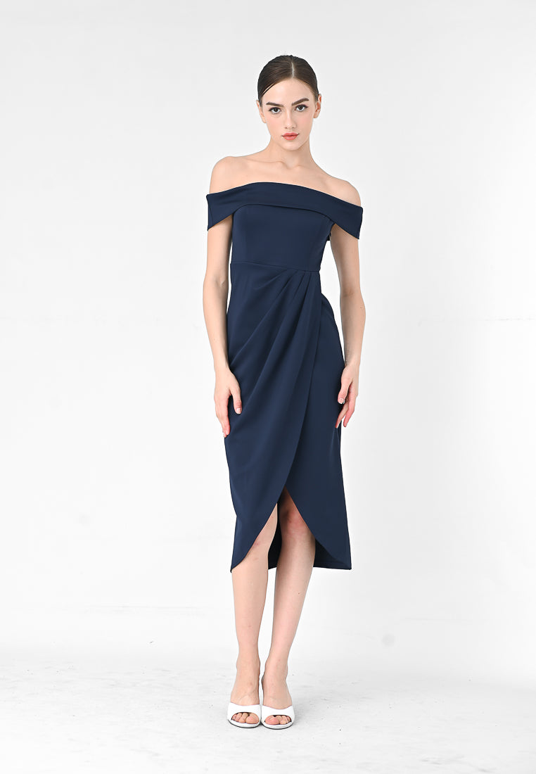BebeBeige Off Shoulder Dinner Dress