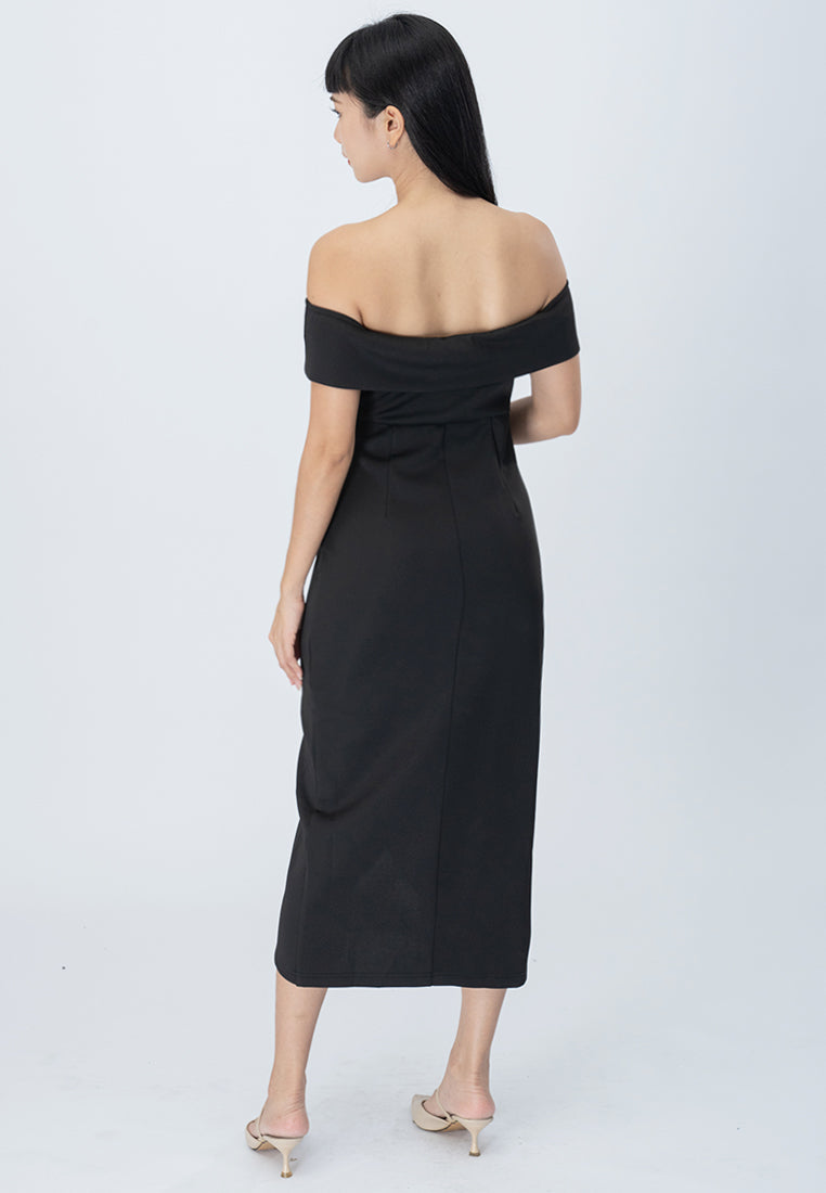 BebeBeige Off Shoulder Dinner Dress