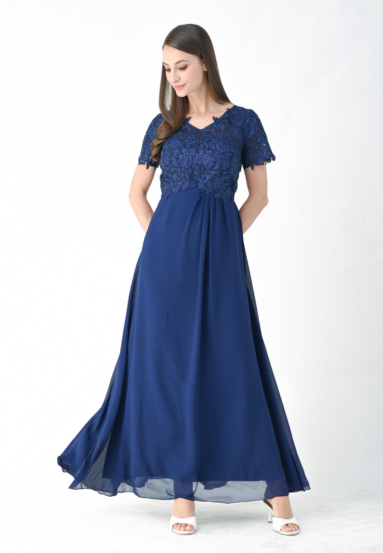 BebeButterfly Embroidered Sleeve Gown