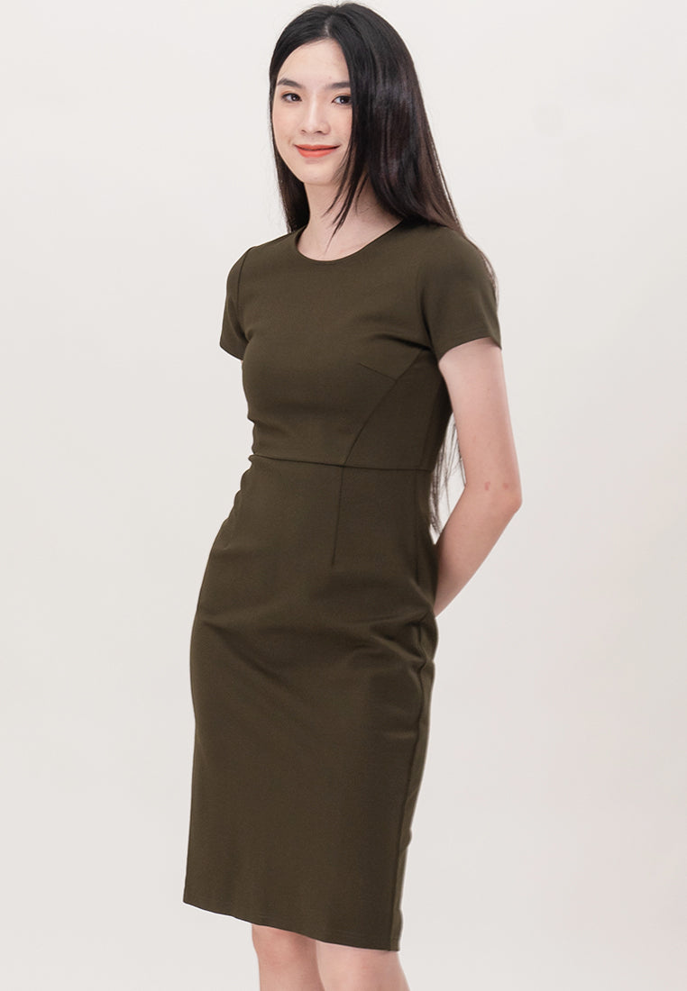 BebeBeige Back-Zipper Mini Dress