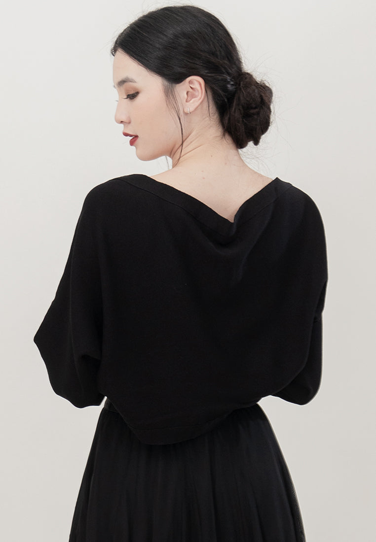 Plain B. Oversize Cropped Knitted Cardigan
