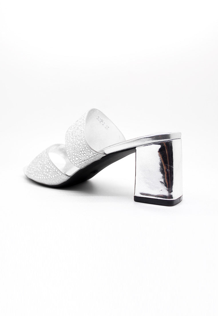 BeryBerries Rhinestones Metalic Heel Sandals