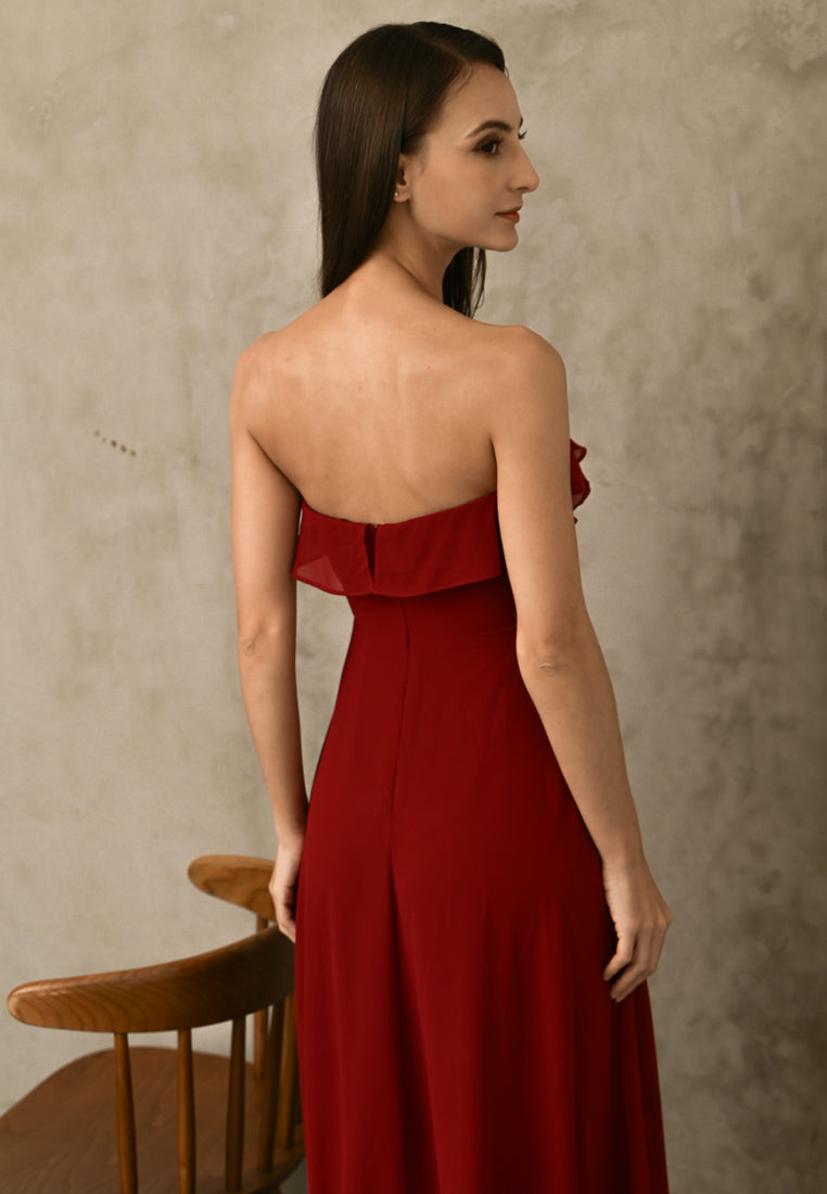 BebeBeige Off Shoulder Maxi Dress