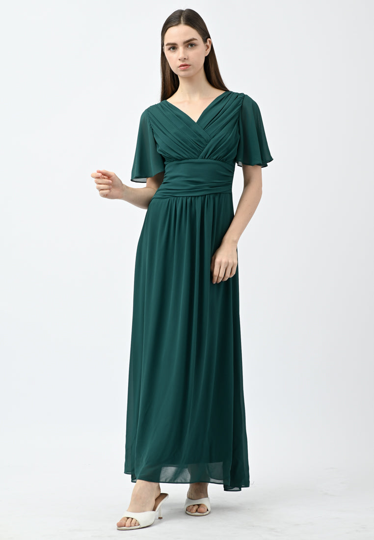 BebeButterfly V-Neck Maxi Dress