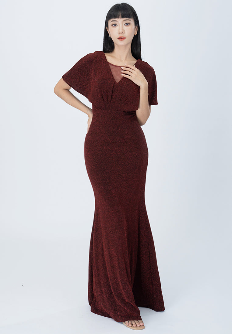 BebeButterfly Glitter Maxi Dinner Dress