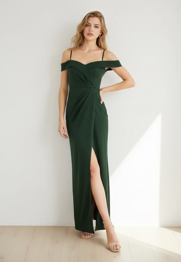 BebeBeige Off Shoulder Dinner Dress