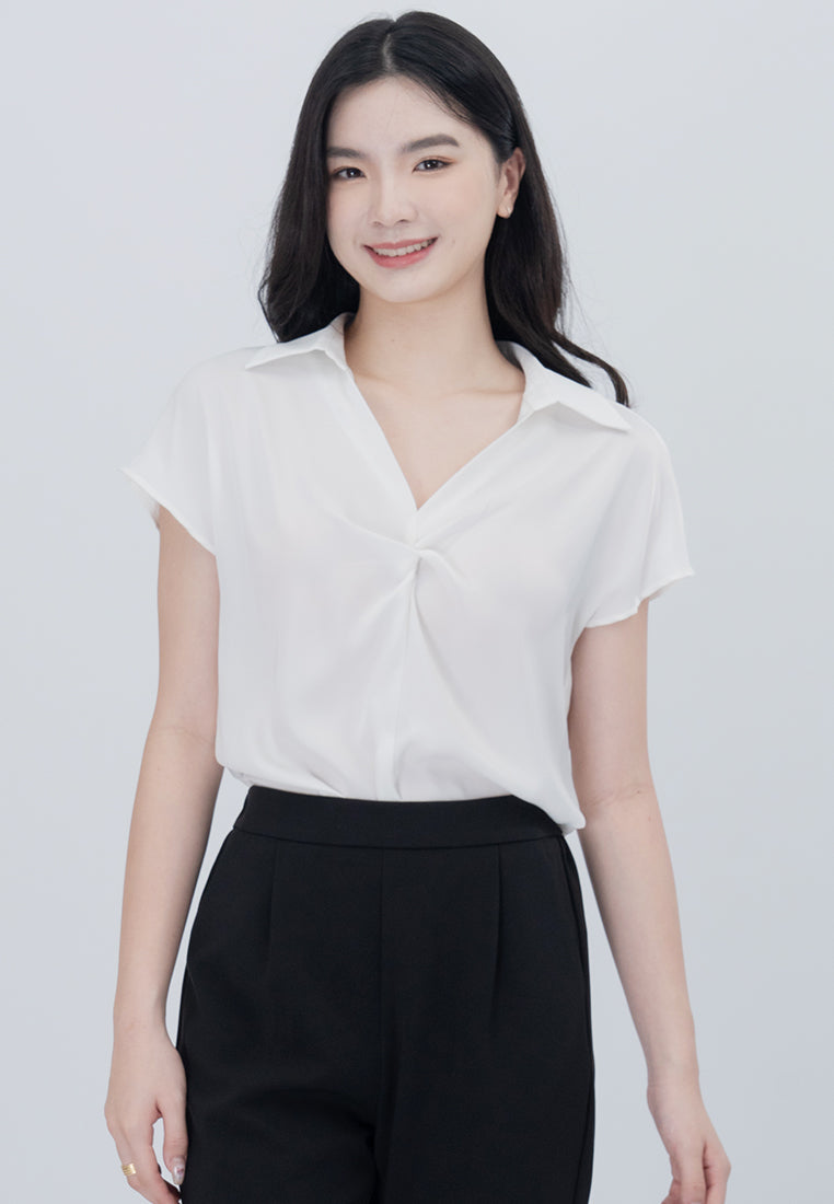 BebeBeige Collared Cooling Blouse Top