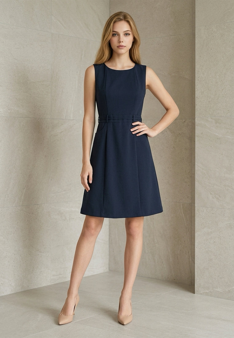 BebeBeige Sleeveless Belted A-Line Mini Dress