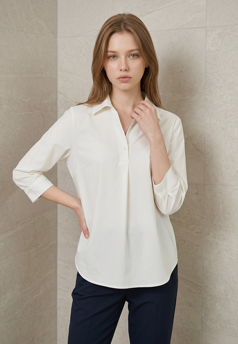Plain B. Shirt with Pleat Accent