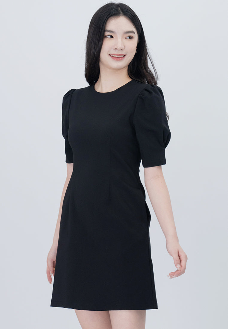 BebeBeige Round Neckline Lining Mini Dress