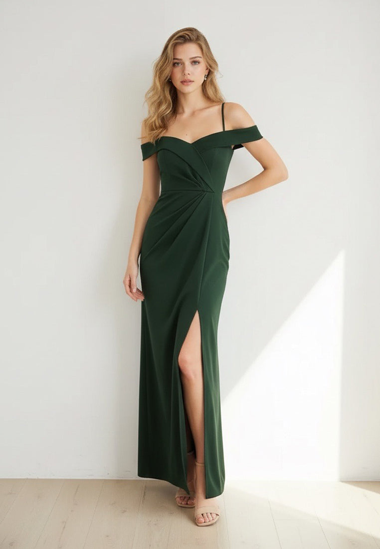 BebeBeige Off Shoulder Dinner Dress