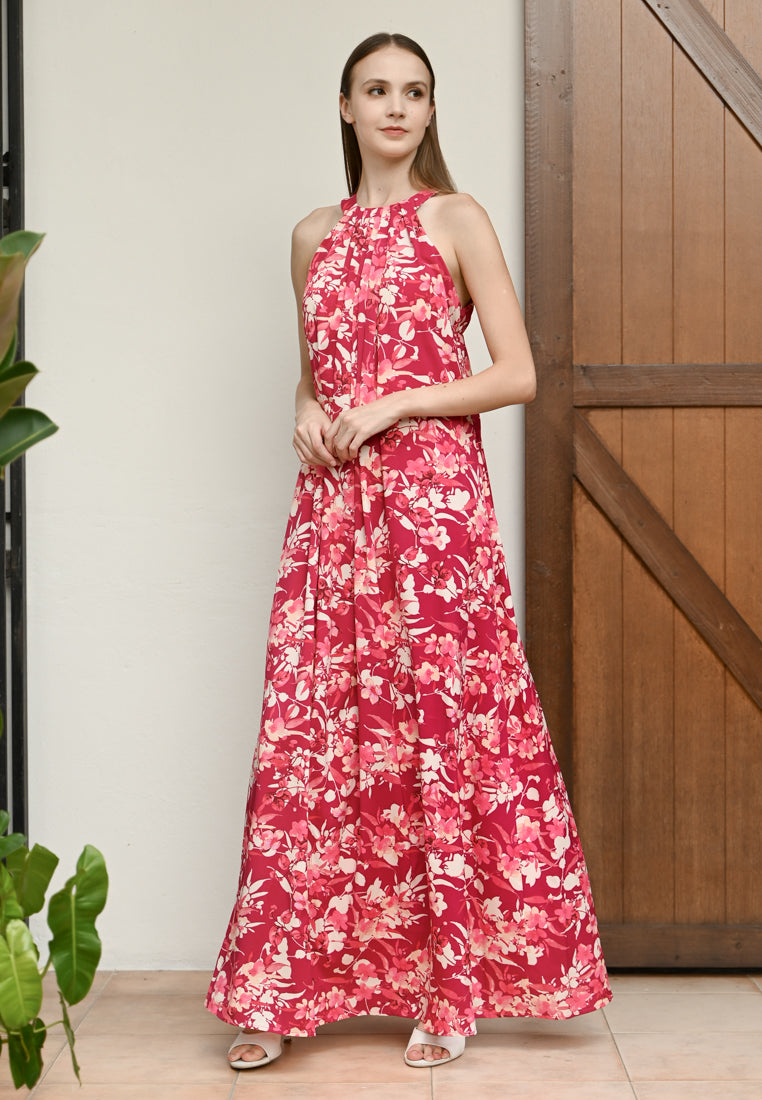 BebeBeige Flowy Floral Dinner Dress