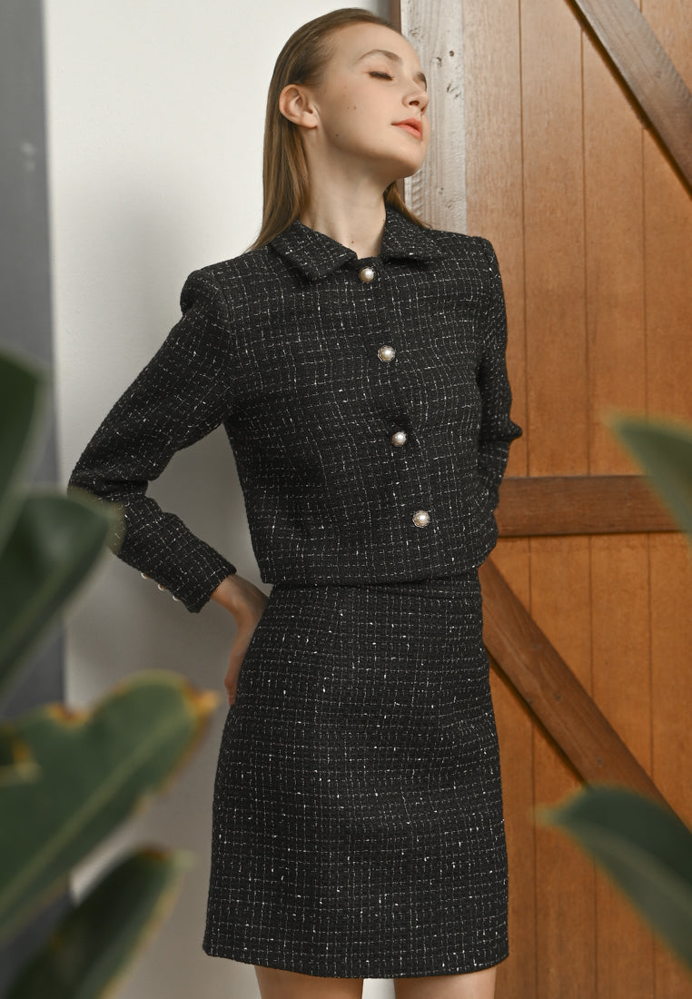 BebeBeige Tailored Tweed Mini Skirt