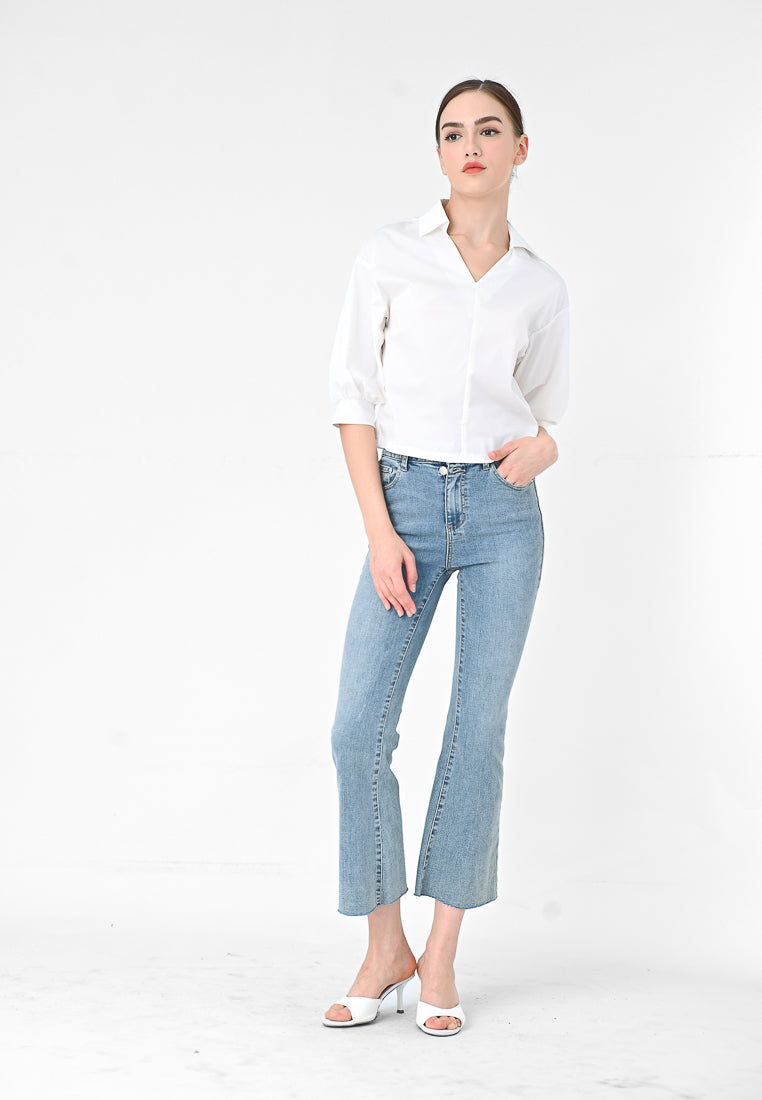 Plain B. V-neck Blouse