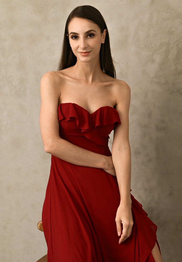 BebeBeige Off Shoulder Maxi Dress