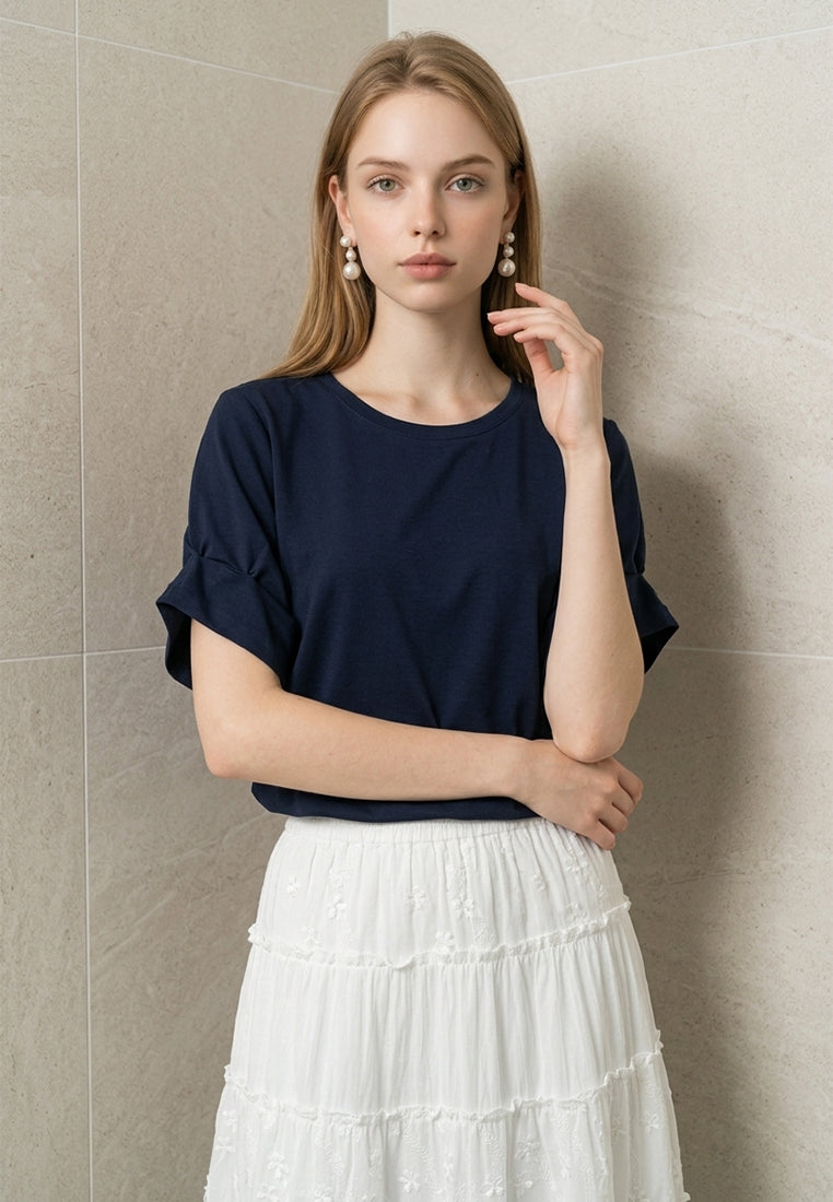 Plain B. Puff Sleeve Short Sleeve Top