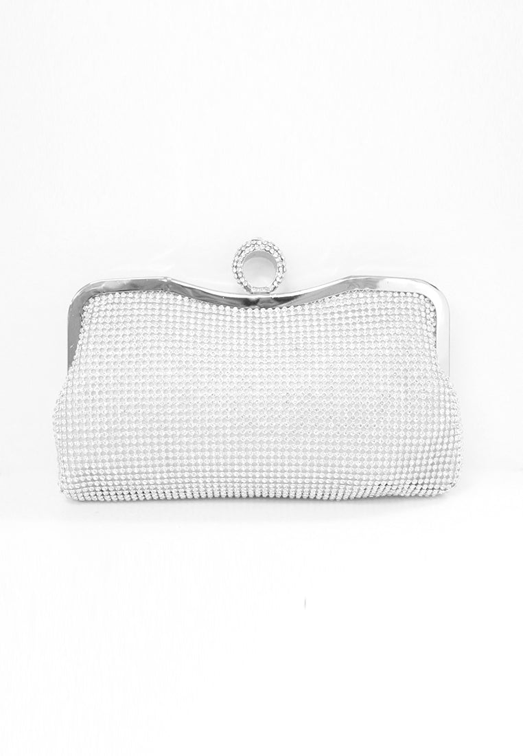 BeryBerries Crystal Folds Design Chain Strap Clutch Bags
