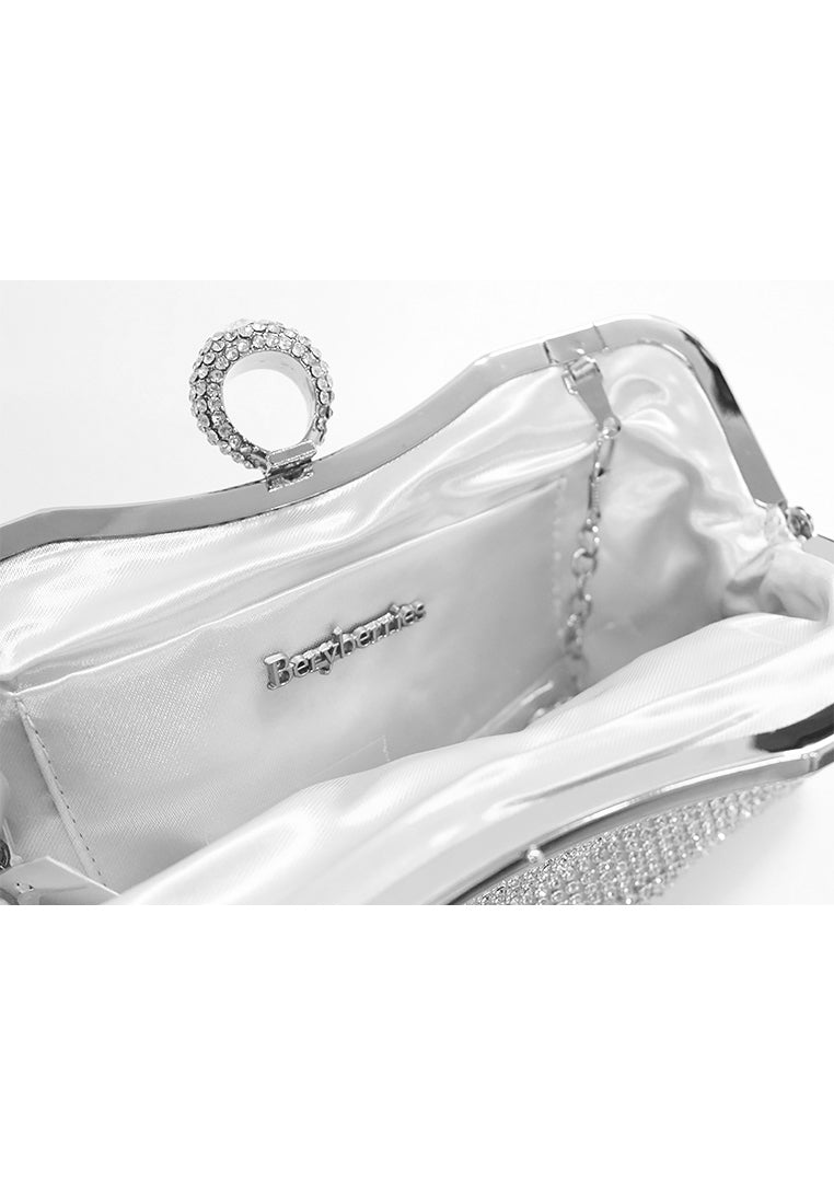 BeryBerries Crystal Folds Design Chain Strap Clutch Bags
