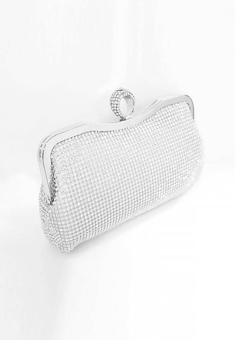 BeryBerries Crystal Folds Design Chain Strap Clutch Bags