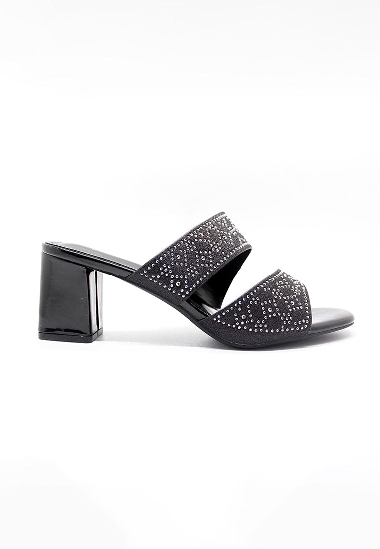 BeryBerries Rhinestones Metalic Heel Sandals