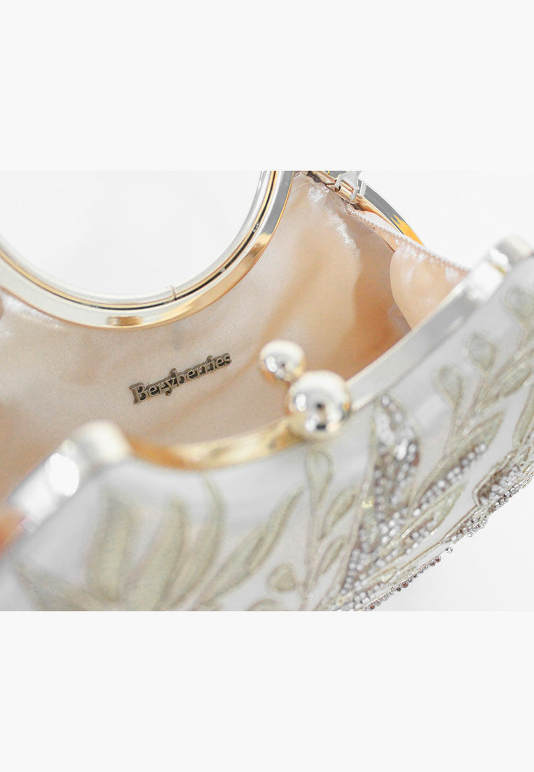 BeryBerries Embroidered Handle Clutch Bags