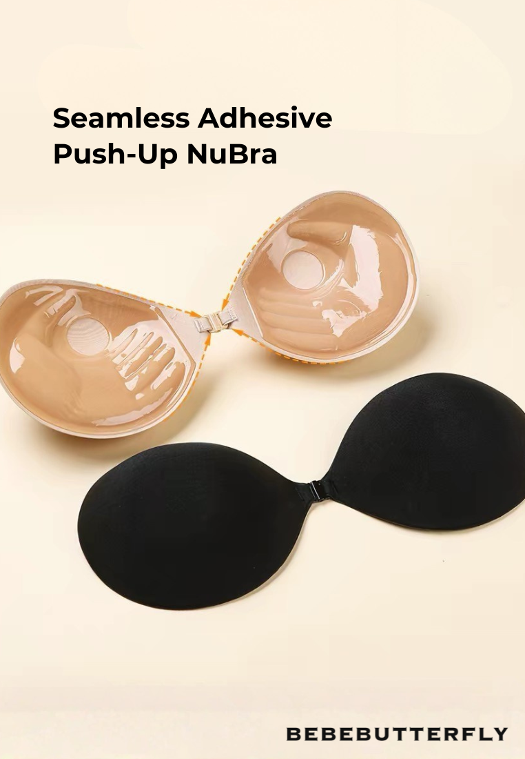 BebeButterfly Seamless Invisible Adhesive Push Up Nu Bra Stick On Front Buckle Wedding Silicone Bra