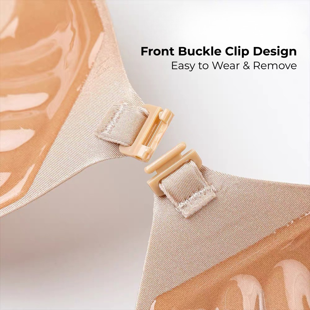 BebeButterfly Seamless Invisible Adhesive Push Up Nu Bra Stick On Front Buckle Wedding Silicone Bra