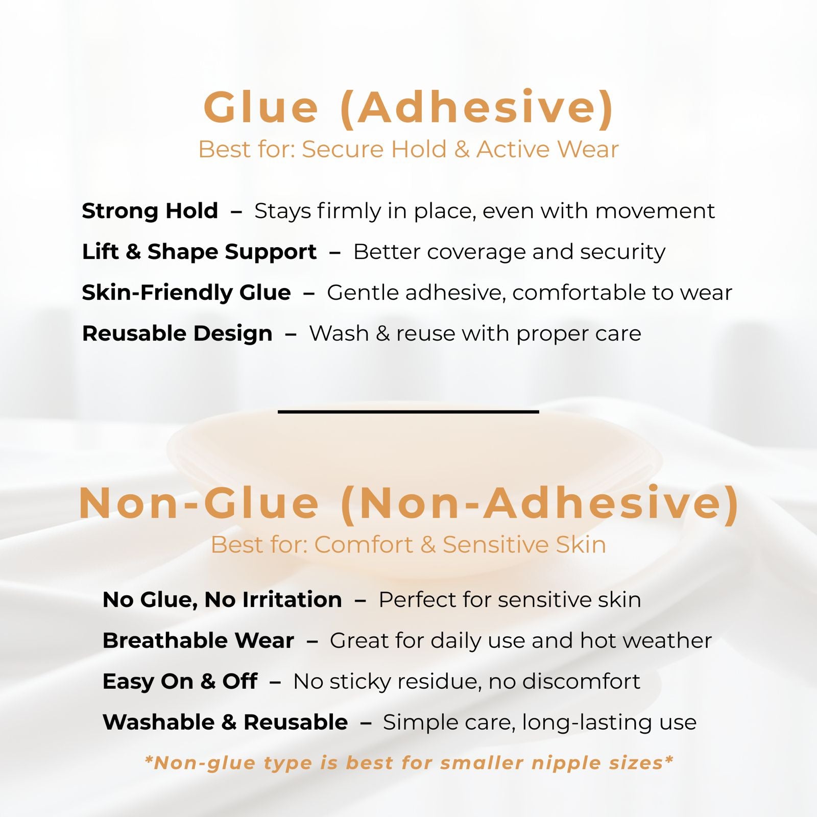 Esme Nipple Cover Adhesive & Non-Adhesive Skin Friendly Reusable Washable Breathable Glue & Non-Glue