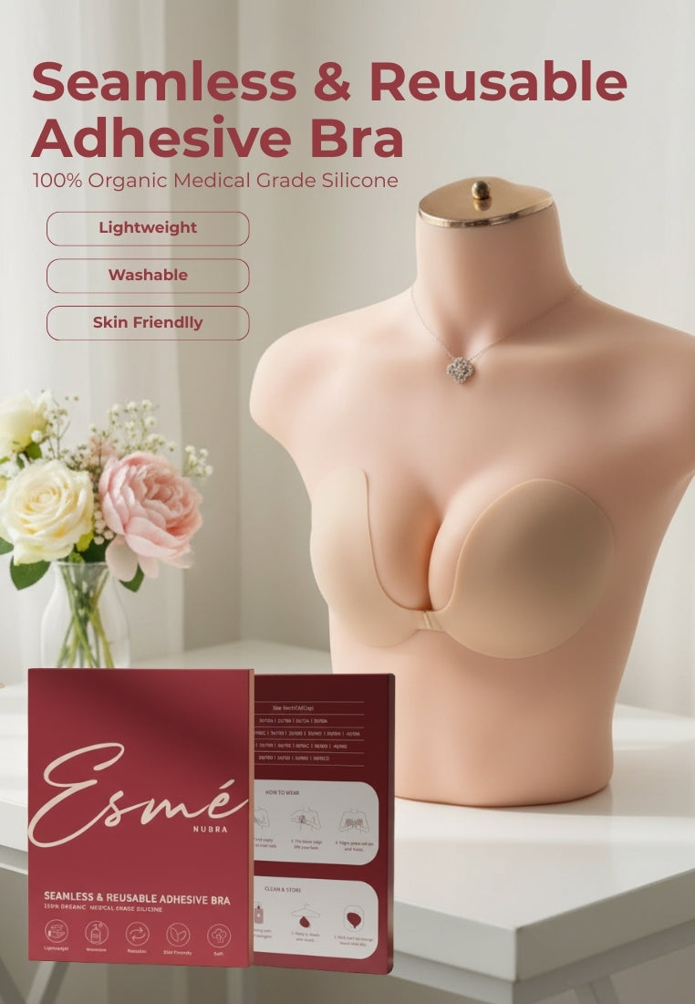 Esme Nubra Seamless Invisible Reusable Adhesive Push Up Comfortable & Easy Wear & Wash Nu Bra