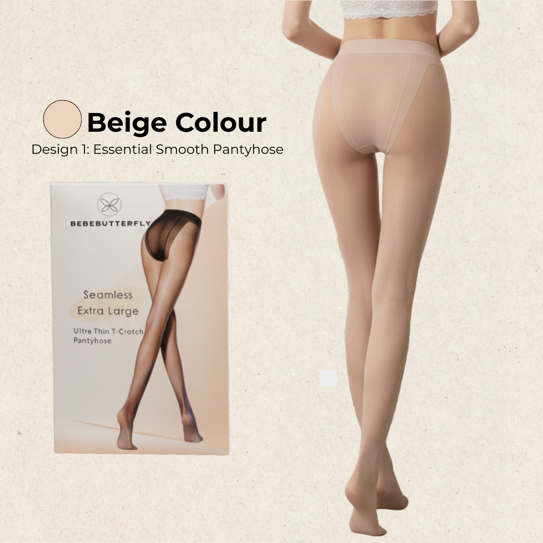 Bebebutterfly Seamless Extra Large Comfort Fit Ultra Thin T-Crotch Stockings Pantyhose