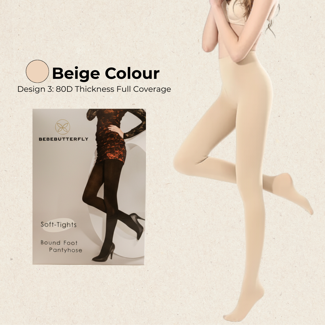 Bebebutterfly Full Coverage Comfort Fit Enhanced Durability Stockings Pantyhose Black & Beige - ST292