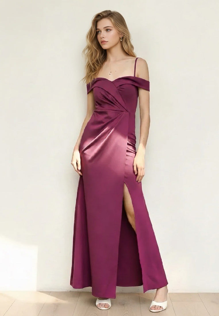 BebeBeige Off Shoulder Dinner Dress