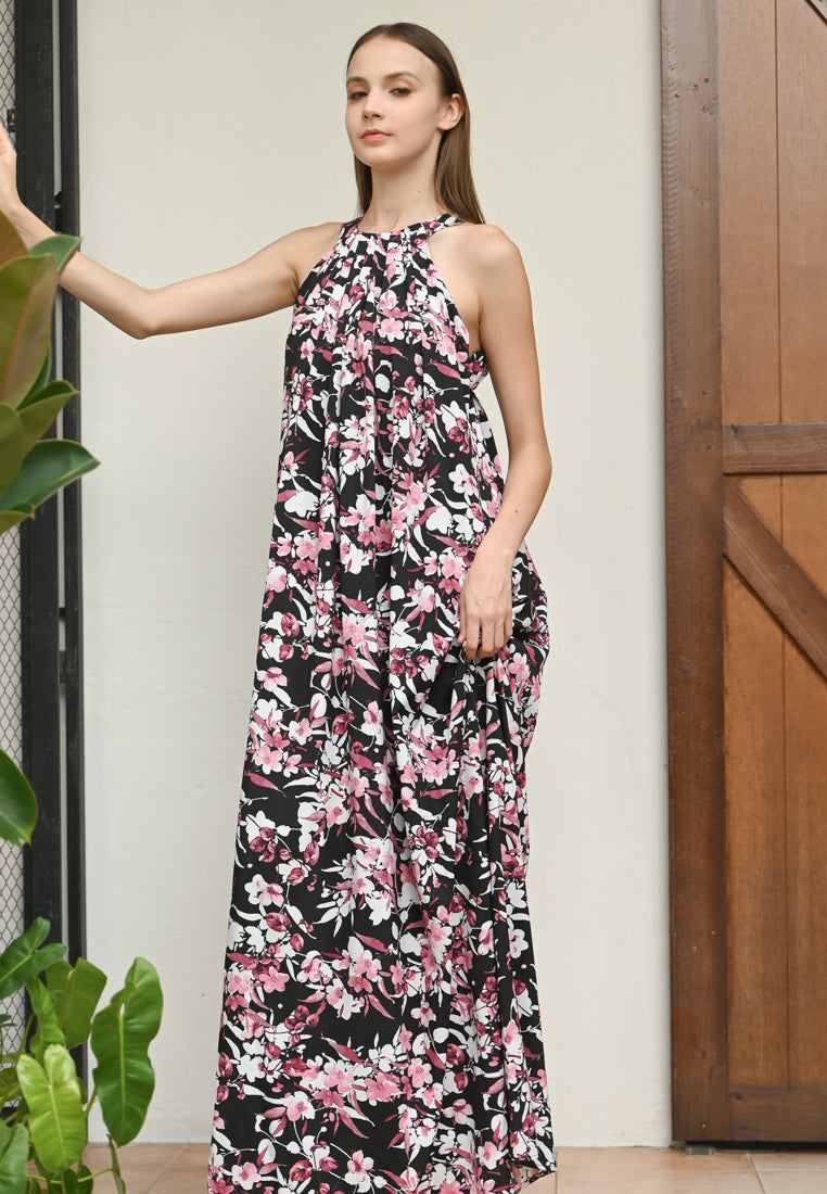 BebeBeige Flowy Floral Dinner Dress