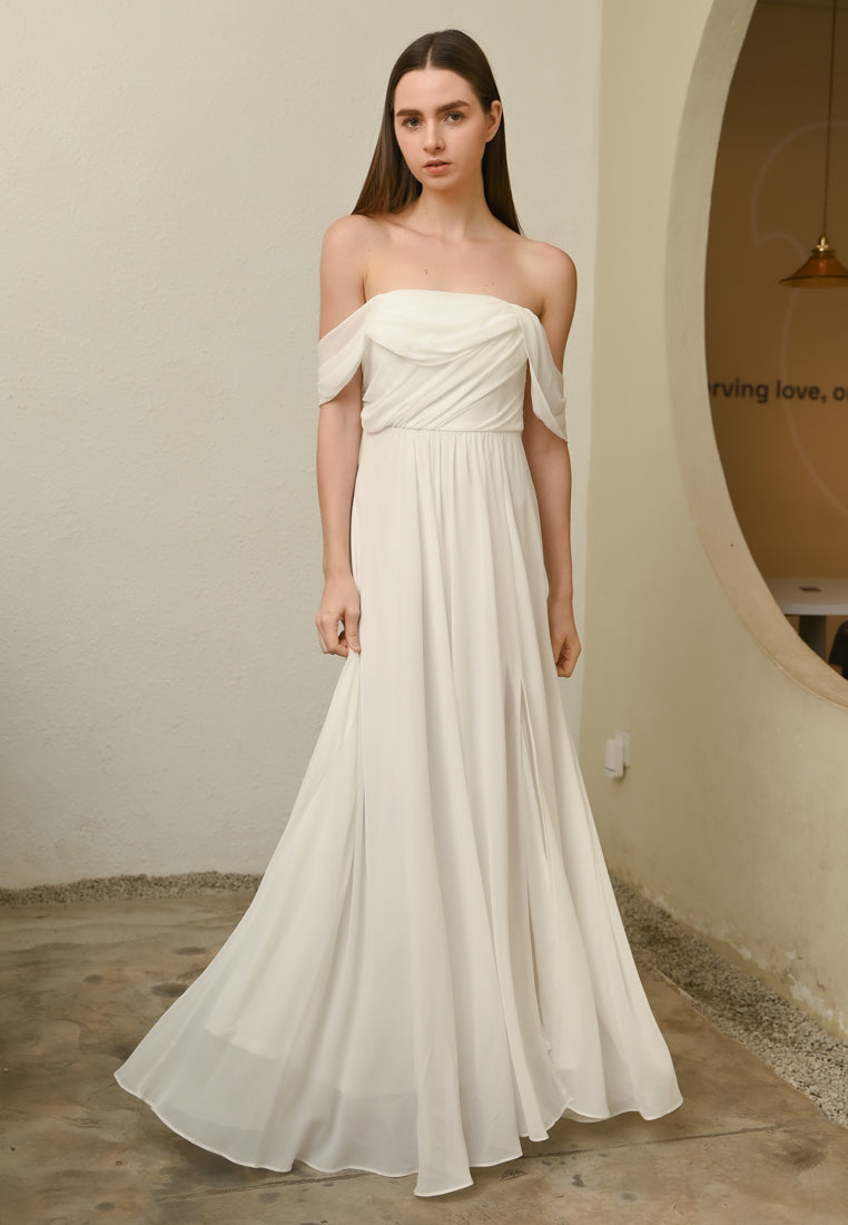 BebeBeige Off-Shoulder Dinner Dress
