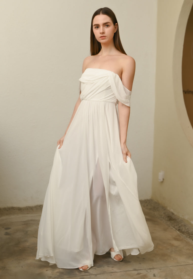 BebeBeige Off-Shoulder Dinner Dress