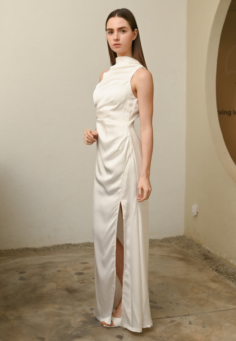 BebeBeige High-Neck Dinner Dress