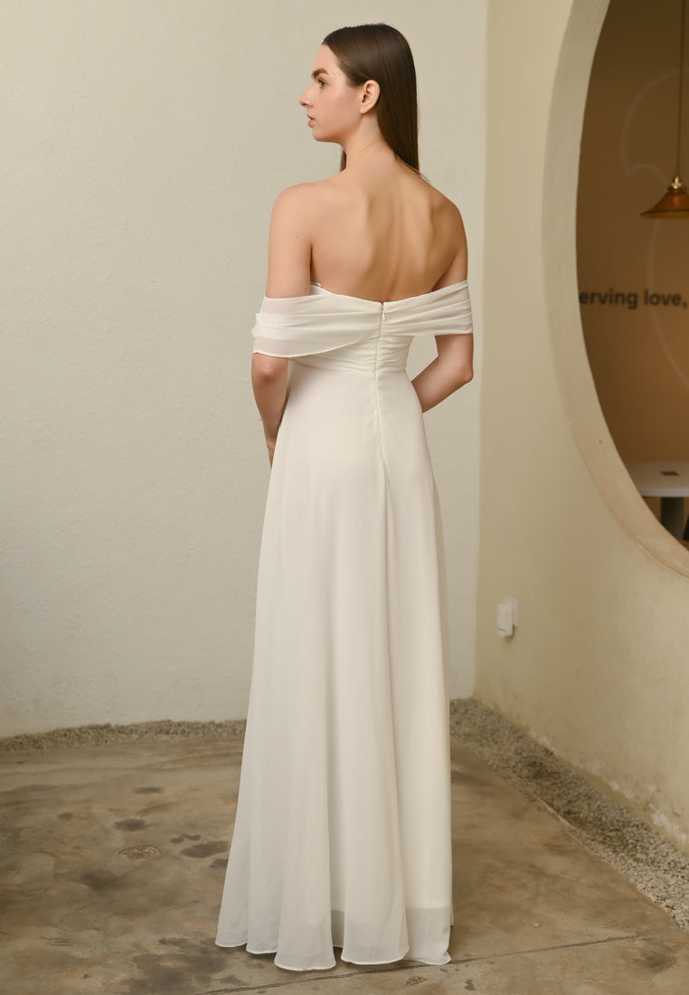BebeBeige Off-Shoulder Dinner Dress