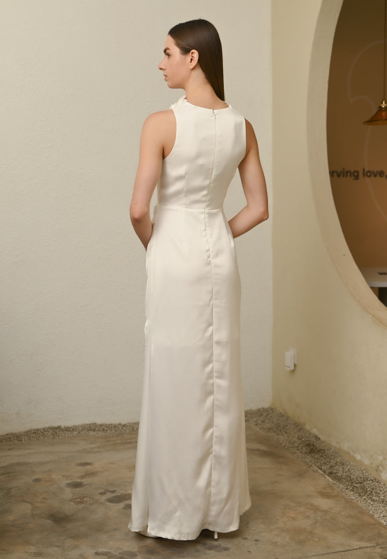 BebeBeige High-Neck Dinner Dress