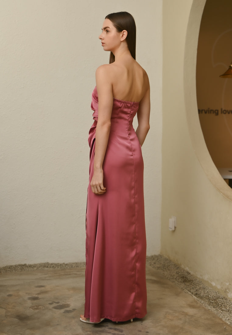 BebeBeige Tube Silk Dinner Dress