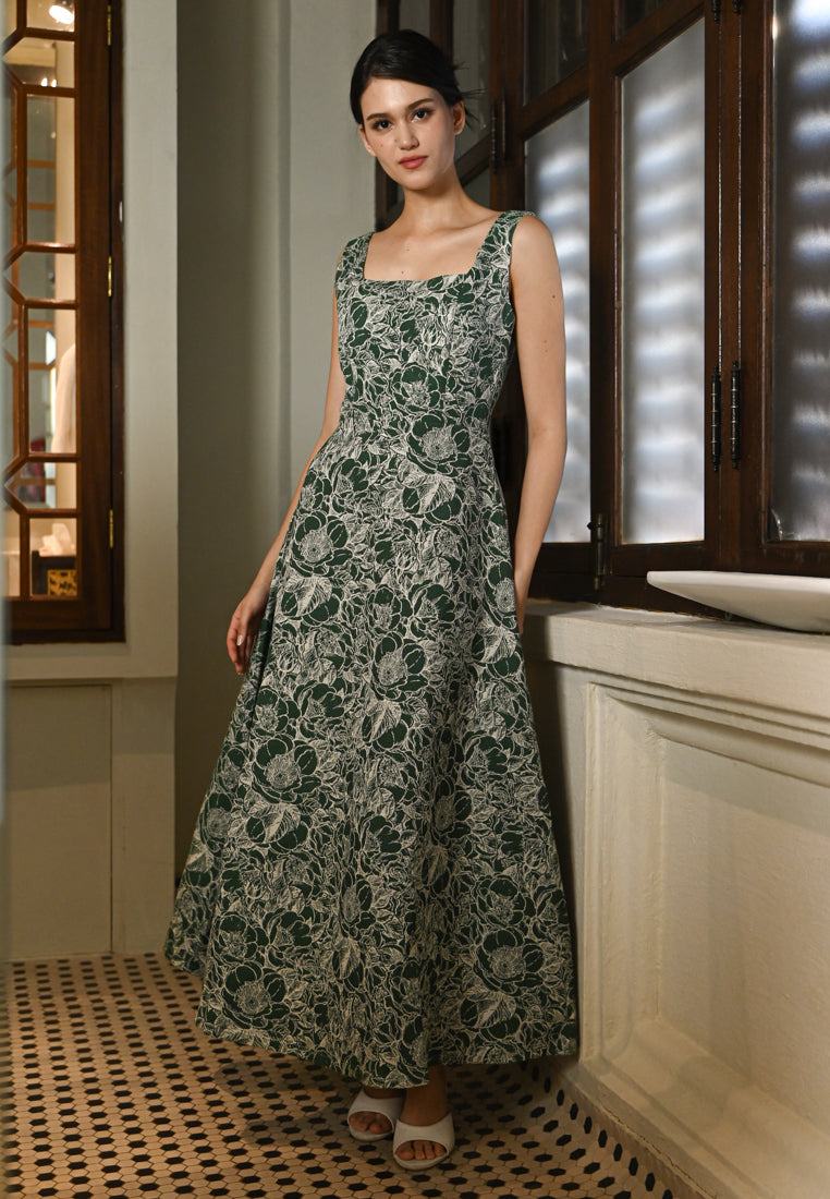 BebeBeige Floral Stitches Dinner Dress