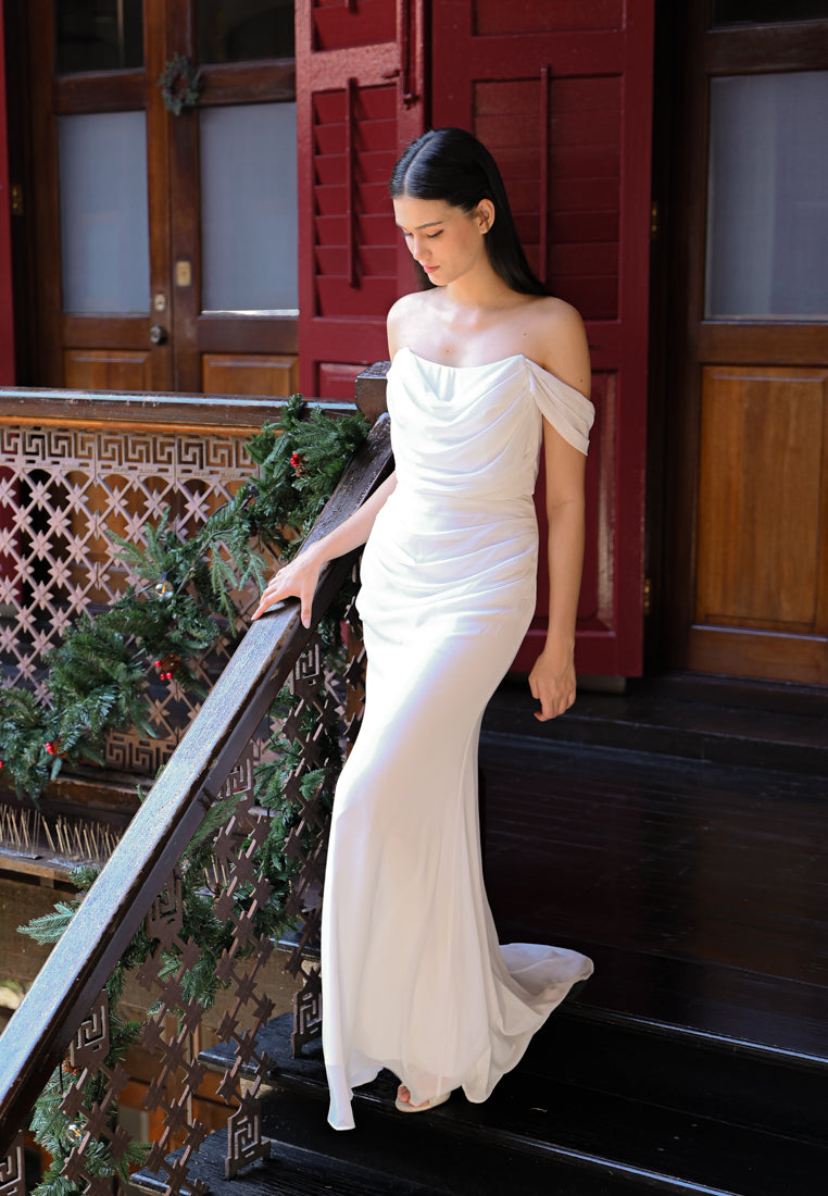 BebeBeige Off Shoulder Dinner Dress