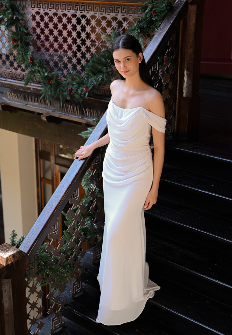 BebeBeige Off Shoulder Dinner Dress