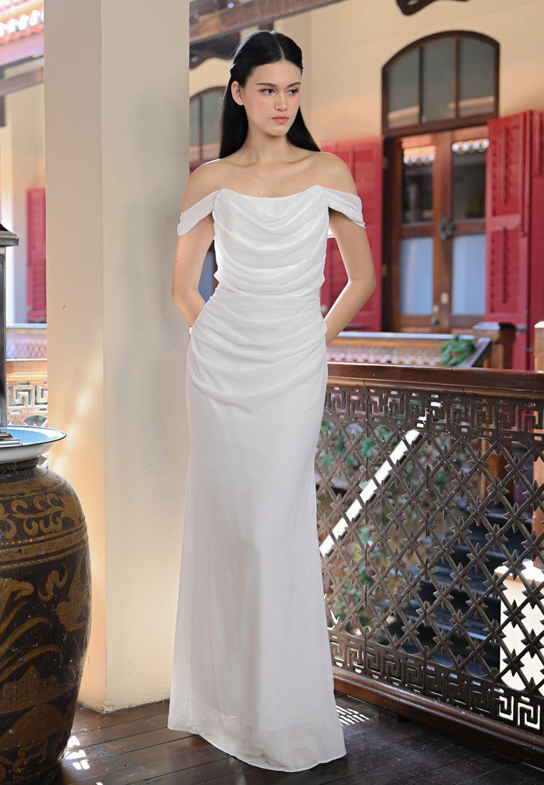 BebeBeige Off Shoulder Dinner Dress