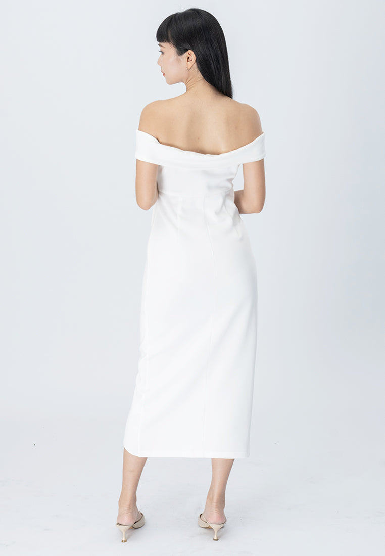BebeBeige Off Shoulder Dinner Dress