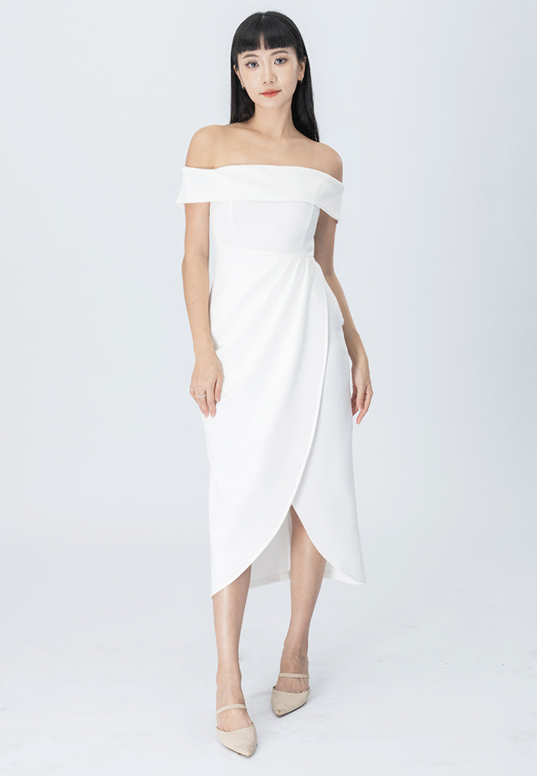 BebeBeige Off Shoulder Dinner Dress