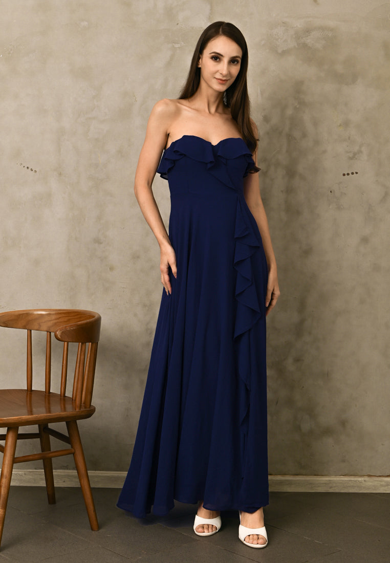 BebeBeige Off Shoulder Maxi Dress