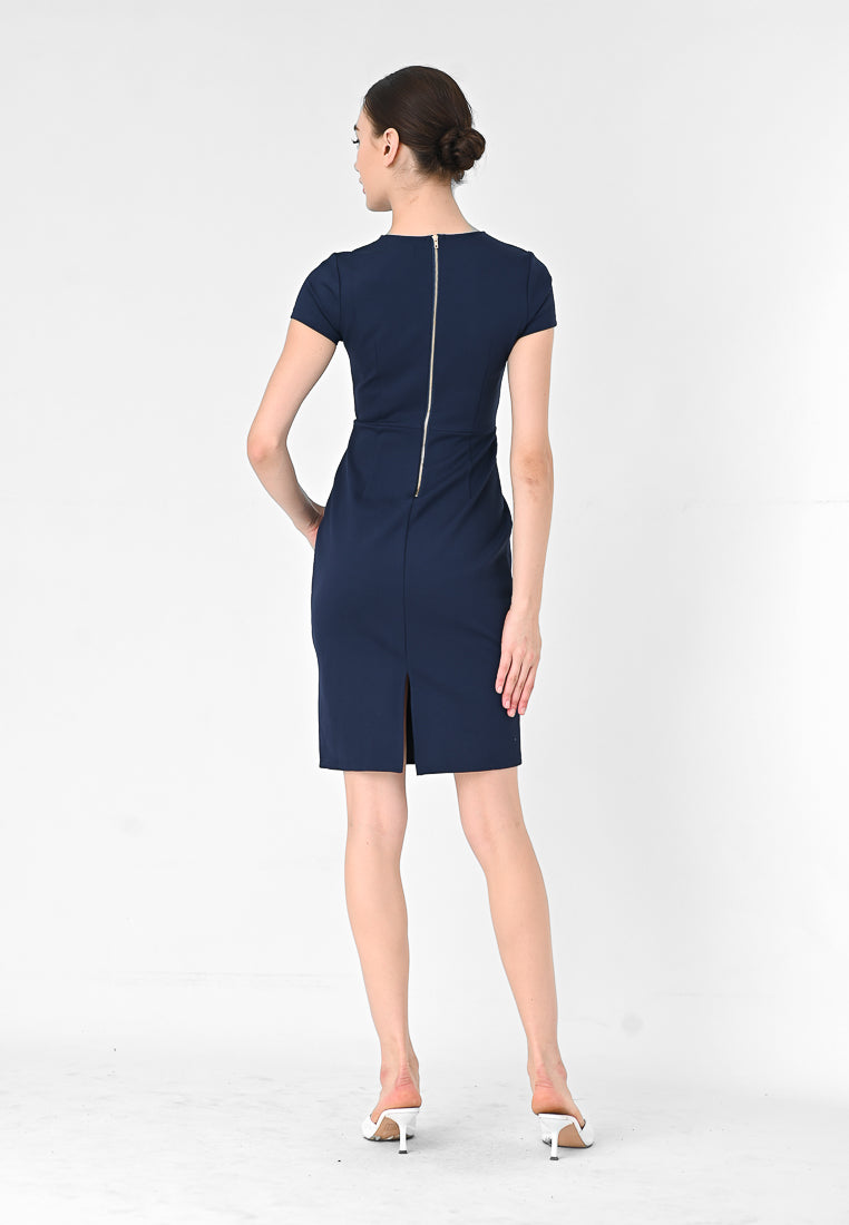 BebeBeige Back-Zipper Mini Dress
