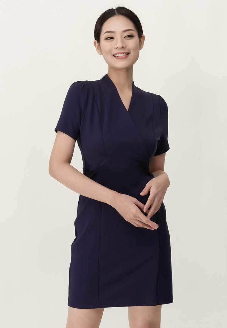 BebeBeige V-Neckline Polyester Slim Fit Mini Dress