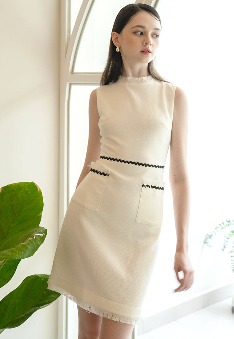 BebeBeige Tweed Sleeveless with Pockets Mini Dress