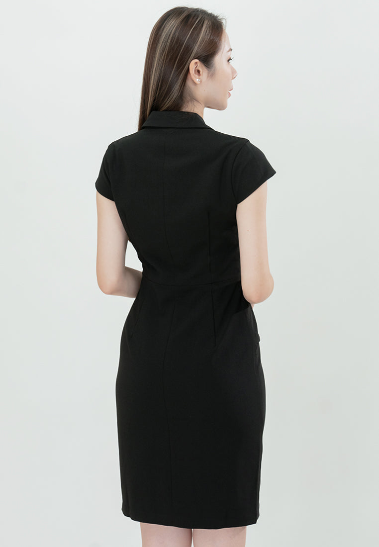 BebeBeige Polyester Slim Fit V-Neckline Mini Dress